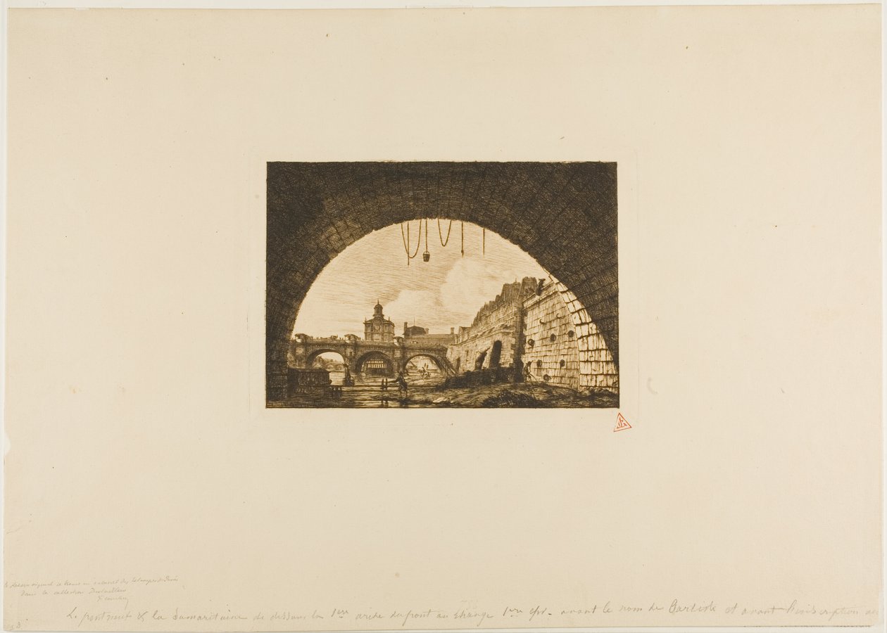 Pont-Neuf e a Samaritaine vistos sob o primeiro arco do Pont-au-Change, Paris de Charles Meryon