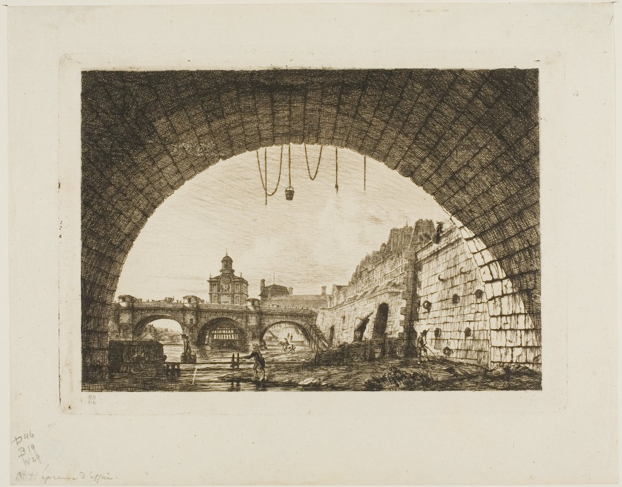 Pont-Neuf e a Samaritaine vistos sob o primeiro arco do Pont-au-Change, Paris de Charles Meryon
