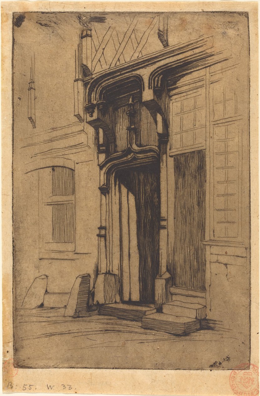 Porta de um antigo convento, Rue Mirabeau, Bourges de Charles Meryon