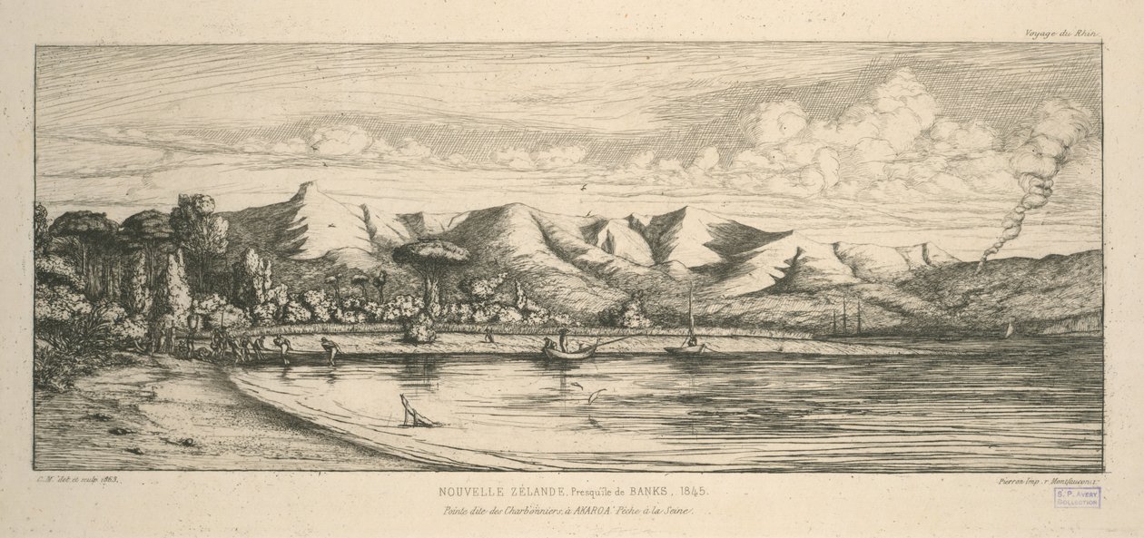Península de Banks, Charcoal Headland, Akaroa, pesca submarina, ilustração de 