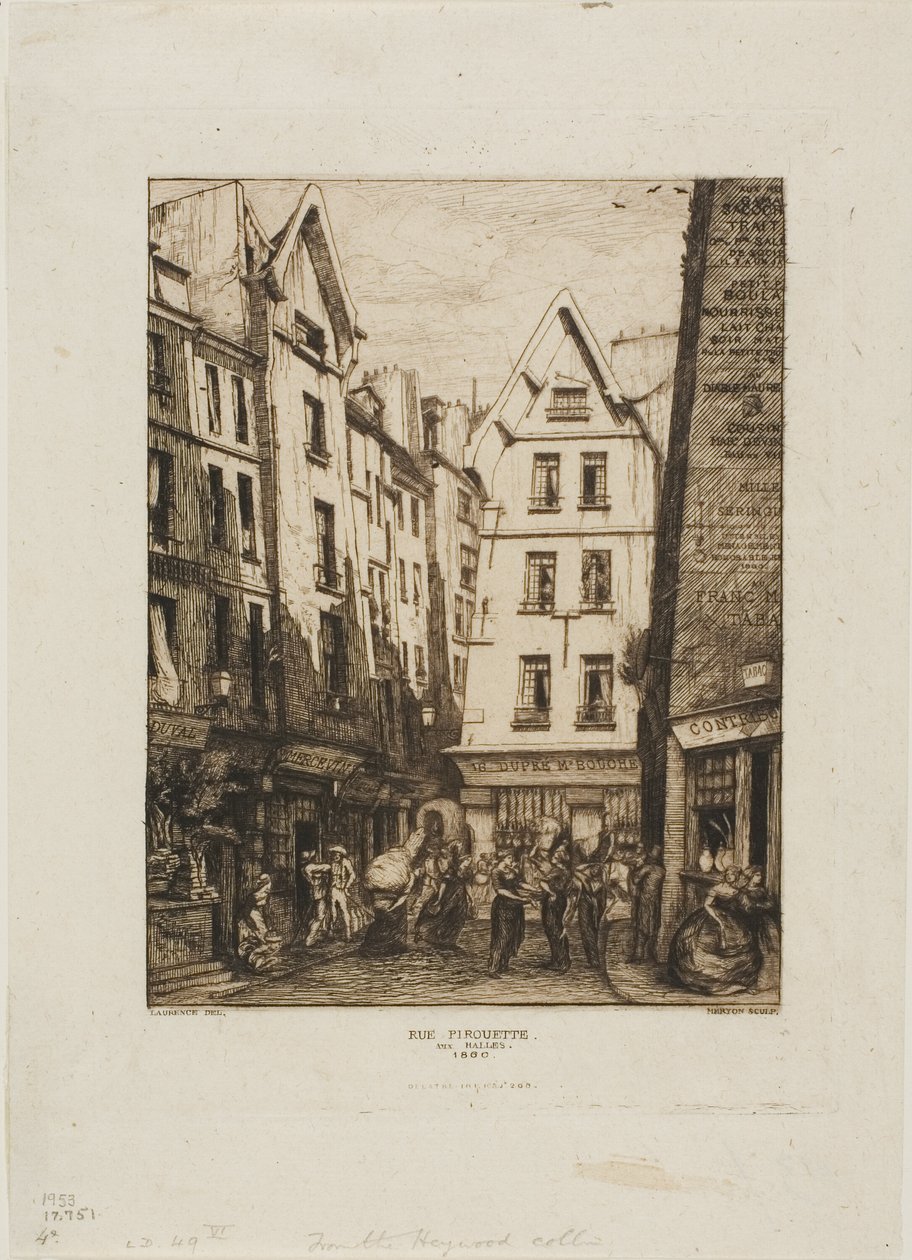 Rue Pirouette em Les Halles, Paris de Charles Meryon
