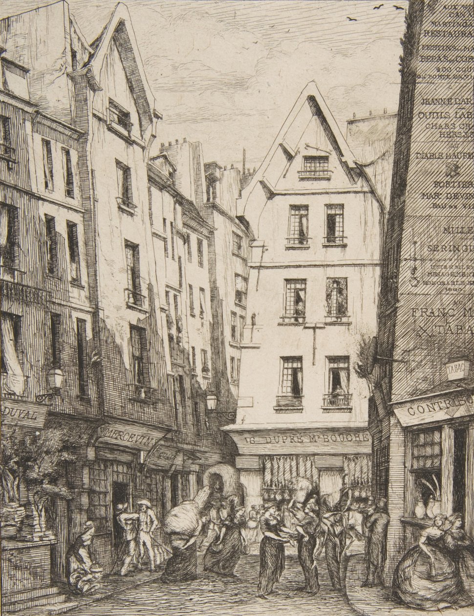 Rue Pirouette em Les Halles Rue Pirouette em Les Halles, Paris, depois de Laurence, 1860. de Charles Meryon