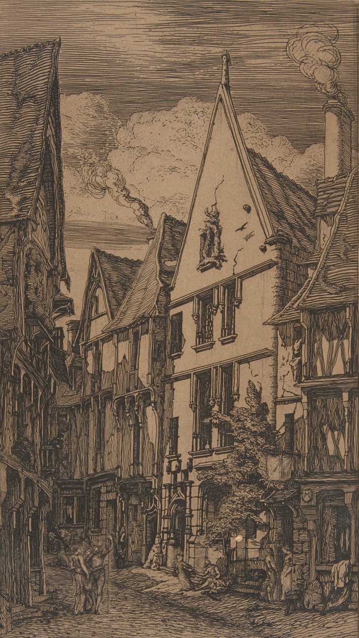 Rue des Toiles, Bourges, 1853. de Charles Meryon