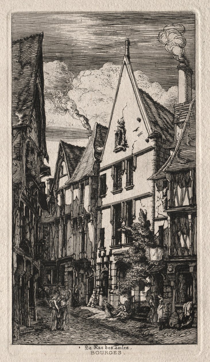 Rue des Toiles, Bourges, 1853. de Charles Meryon