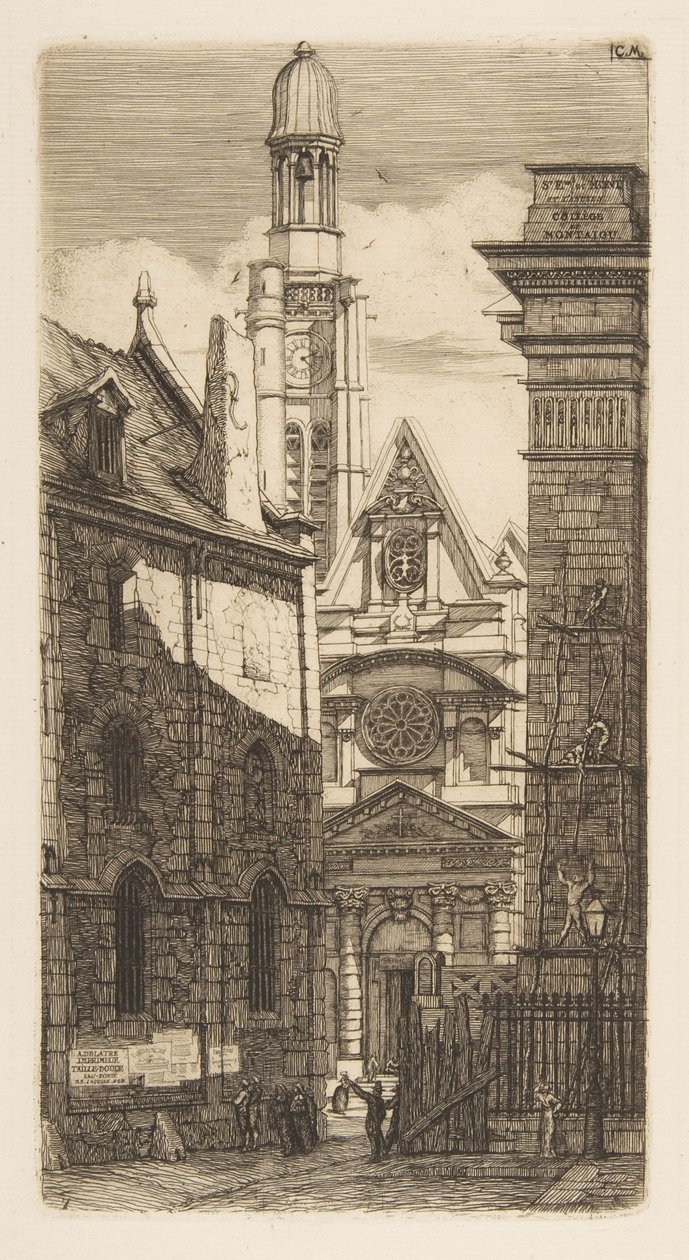A igreja de Saint-Étienne-du-Mont, Paris de Charles Meryon