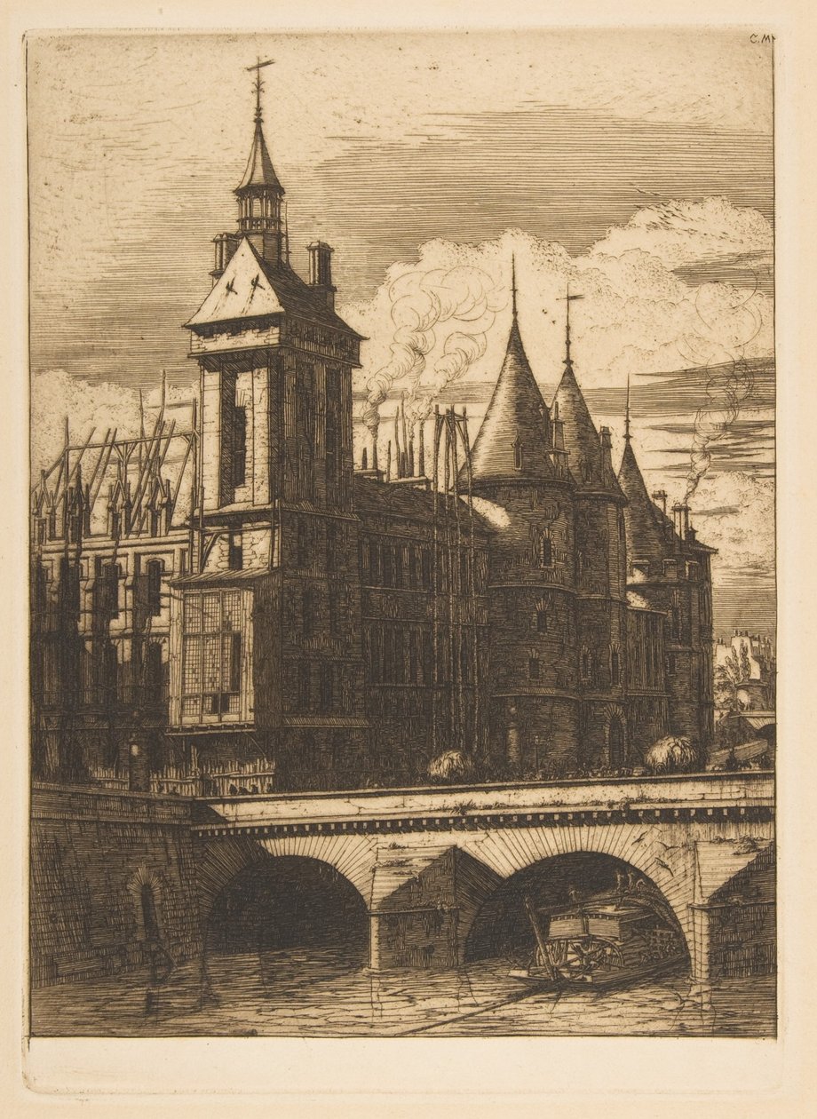 A torre do relógio, Paris, de «Águas-fortes de Paris» de Charles Meryon