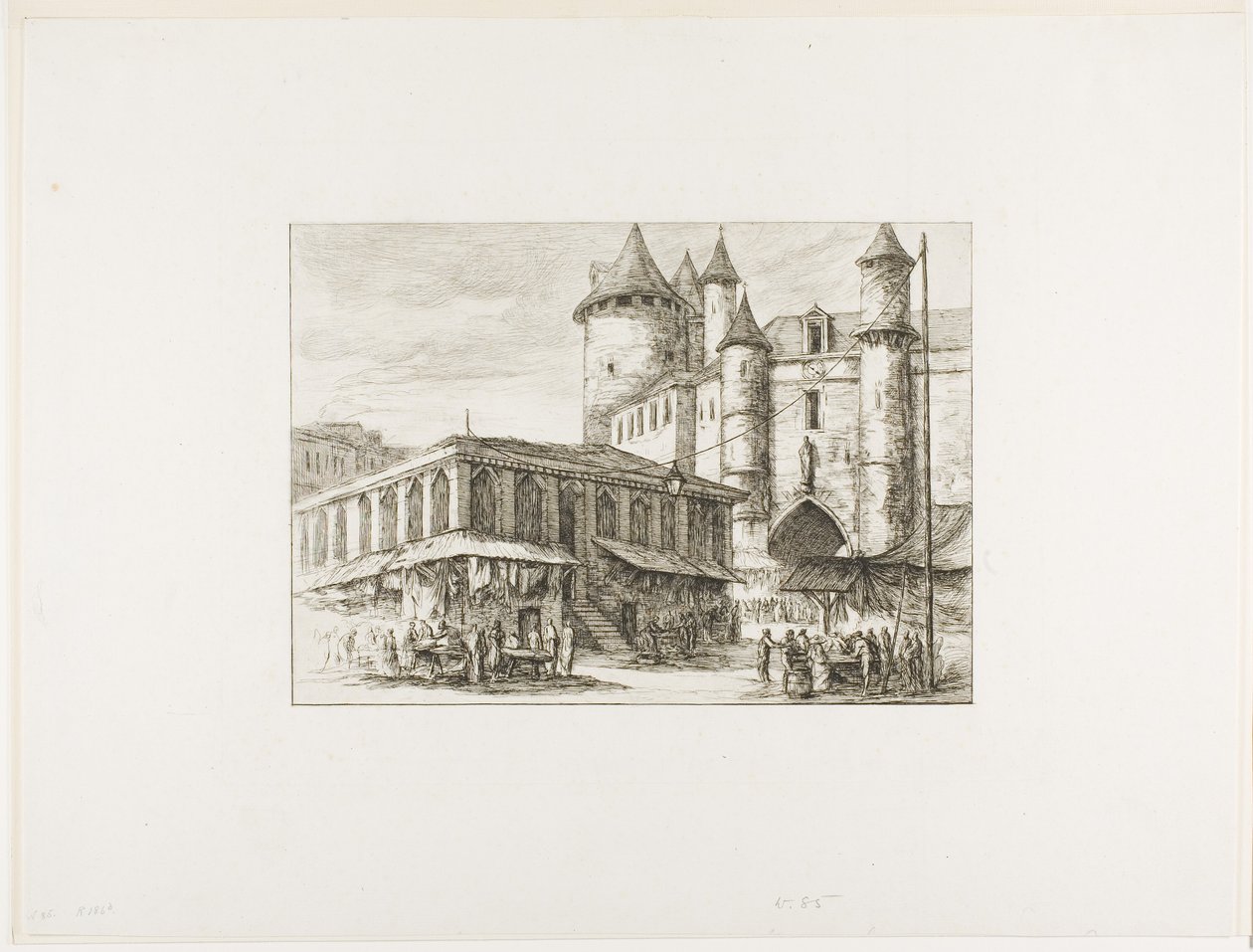 O Grand Châtelet, Paris, c. 1780, após um desenho anterior de Charles Meryon