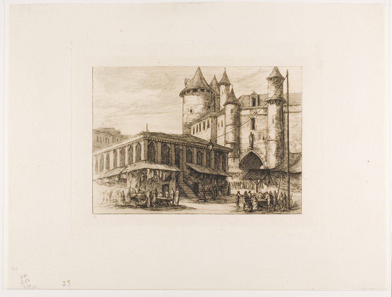 O Grand Châtelet, Paris, c. 1780, após um desenho anterior de Charles Meryon