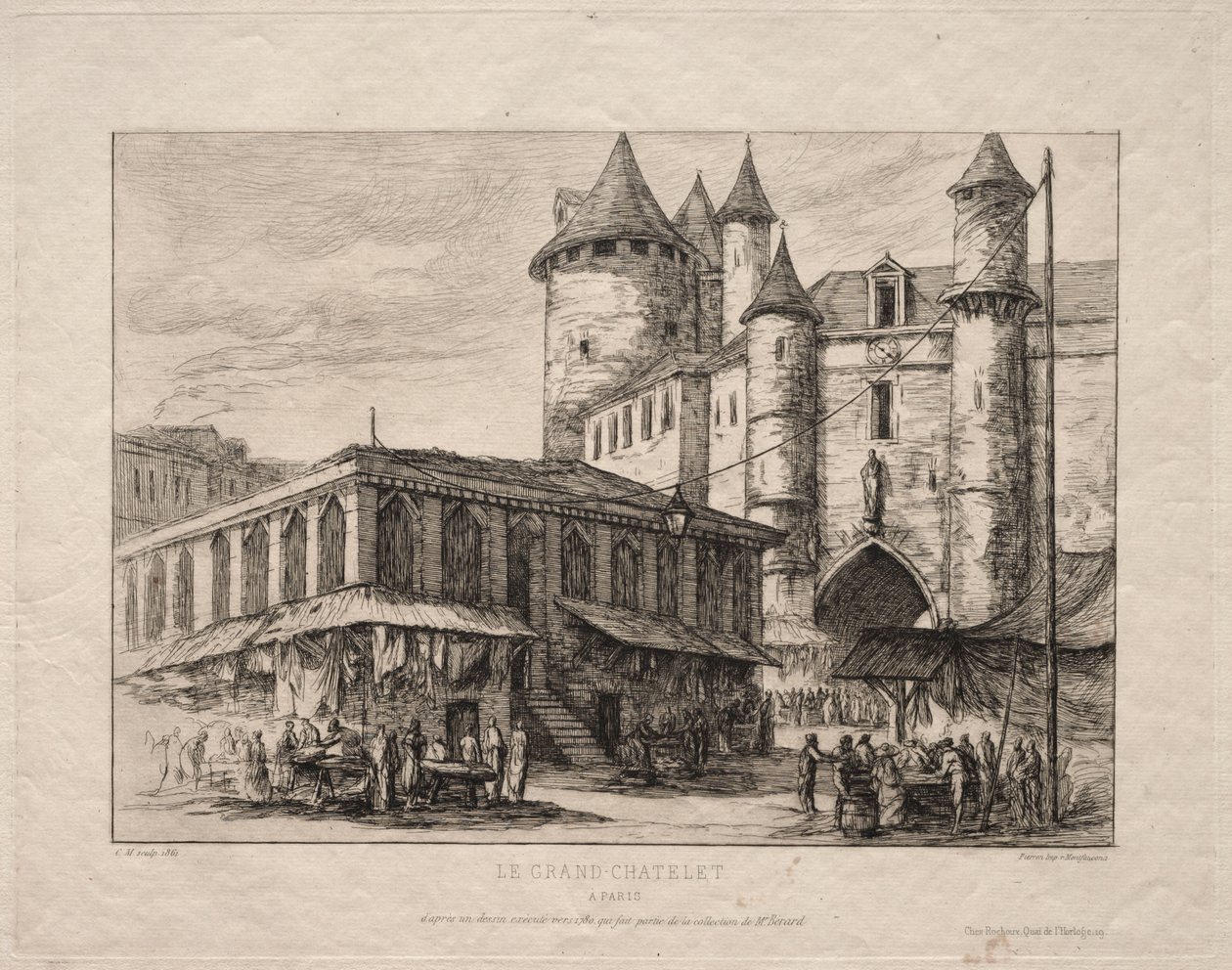 O Grand Châtelet, Paris, cerca de 1780 de Charles Meryon