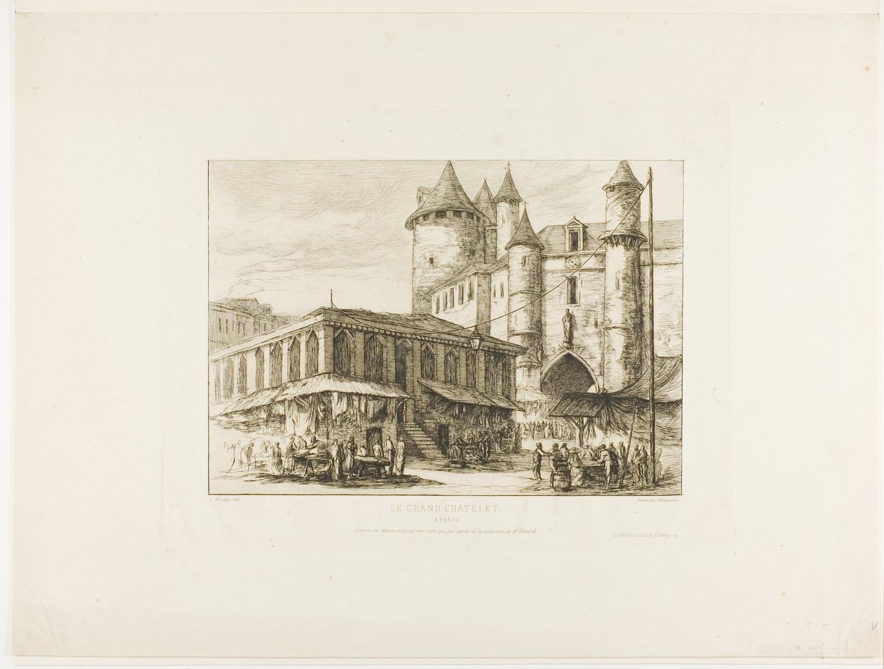 O Grand Châtelet, Paris, c. 1780, após um desenho anterior de Charles Meryon