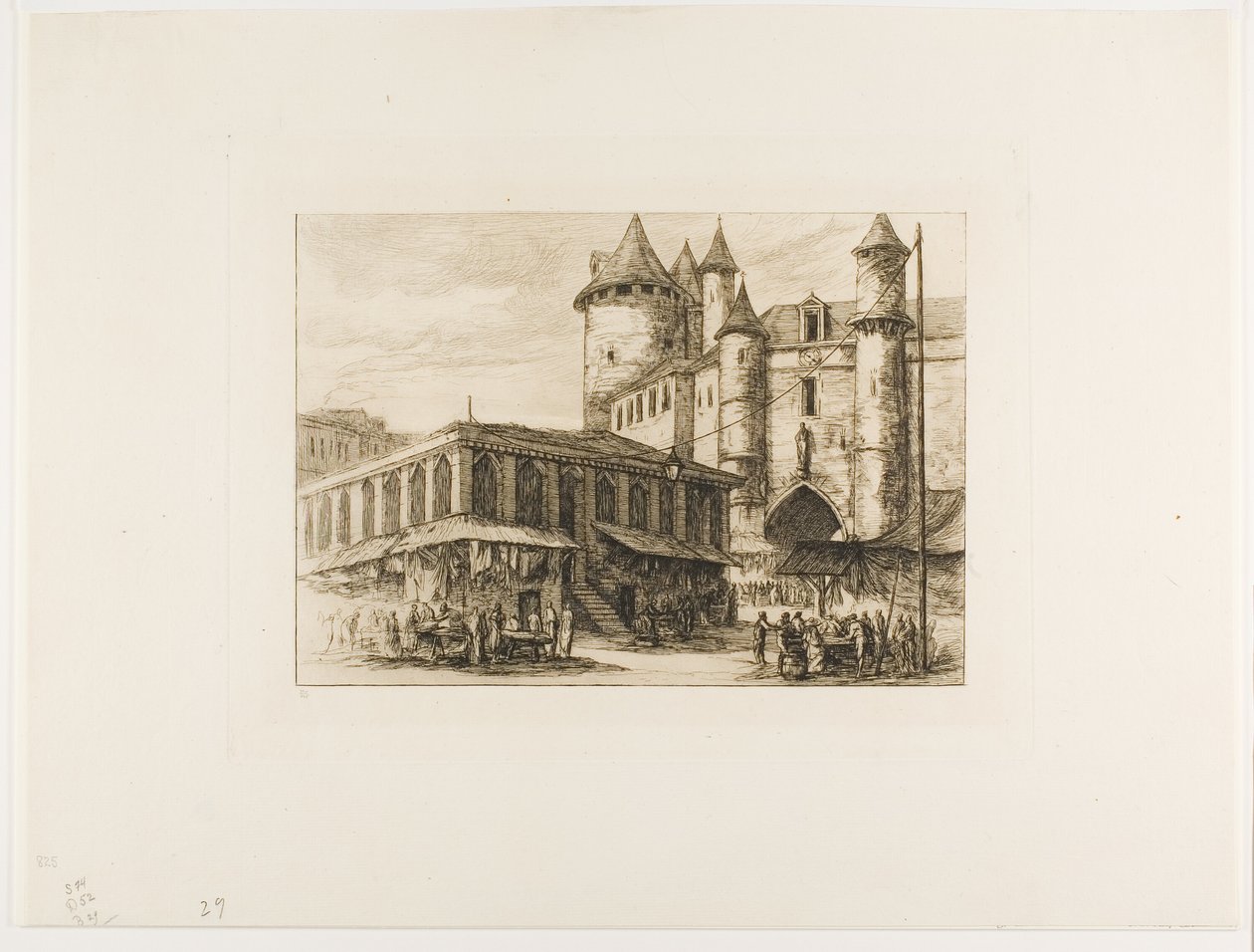 O Grand Châtelet, Paris, c. 1780, após um desenho anterior de Charles Meryon
