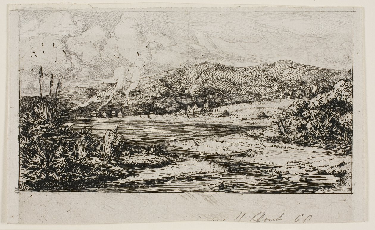 A pequena colônia francesa em Akaroa, 1845 de Charles Meryon