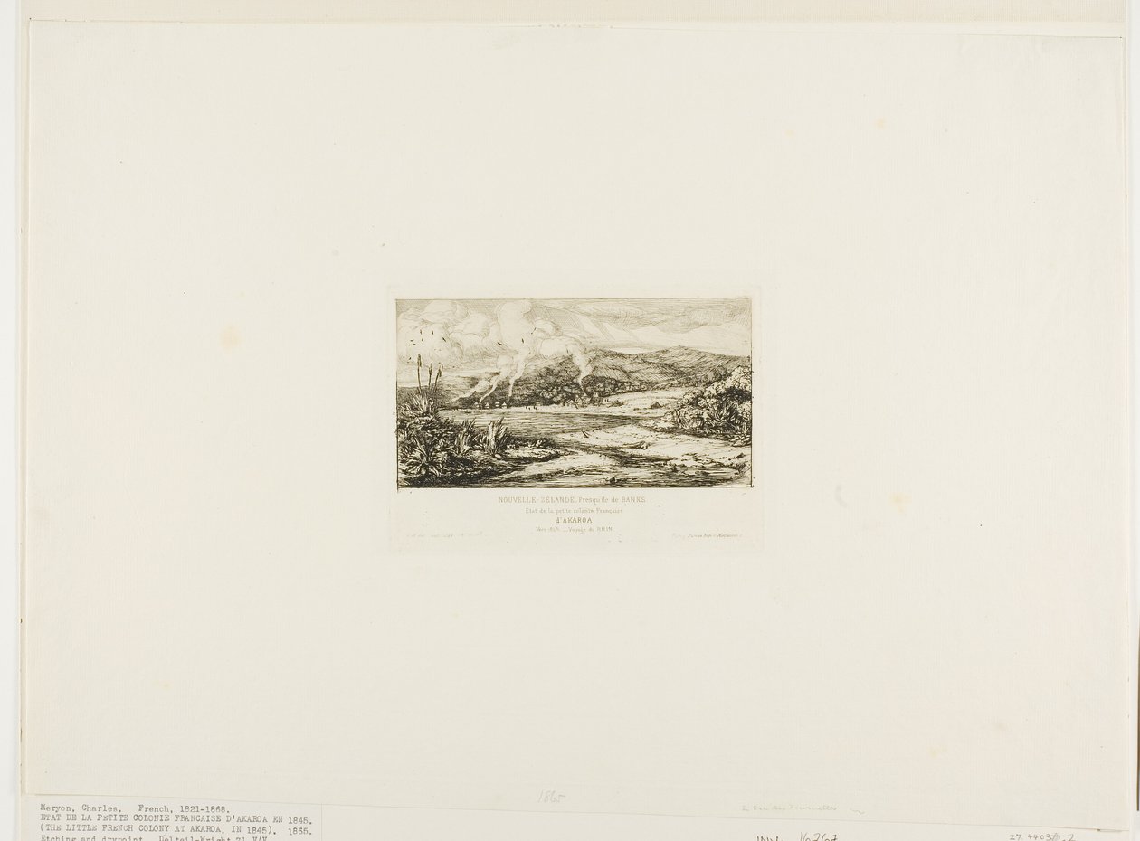 A pequena colônia francesa em Akaroa, 1845 de Charles Meryon