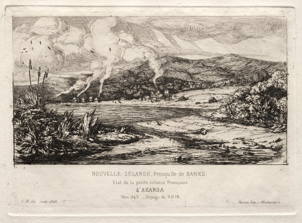 A pequena colônia francesa em Akaroa, 1845 de Charles Meryon