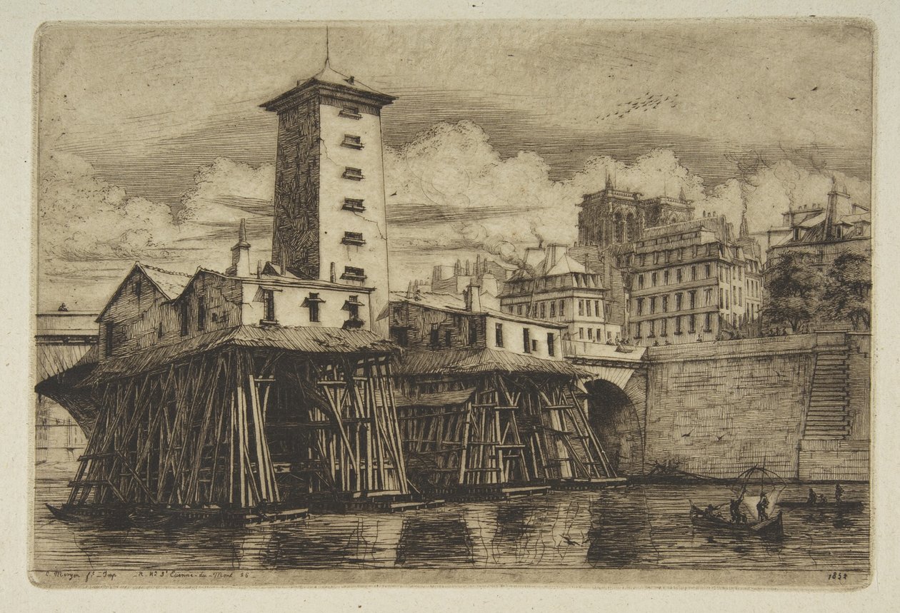 A bomba de Notre-Dame, de «Águas-fortes de Paris» de Charles Meryon