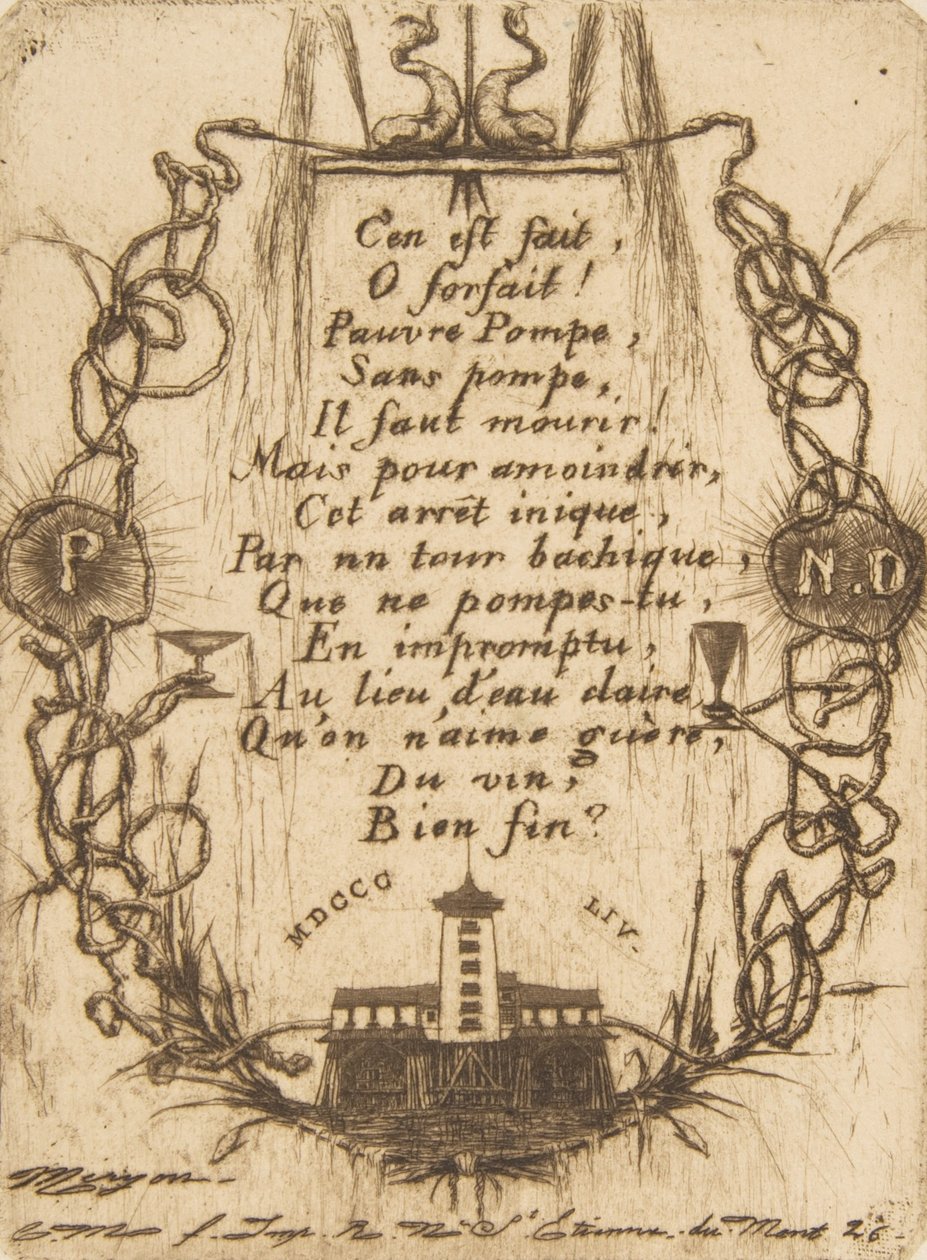 A pequena placa da Bomba de Nôtre-Dame, 1854. de Charles Meryon
