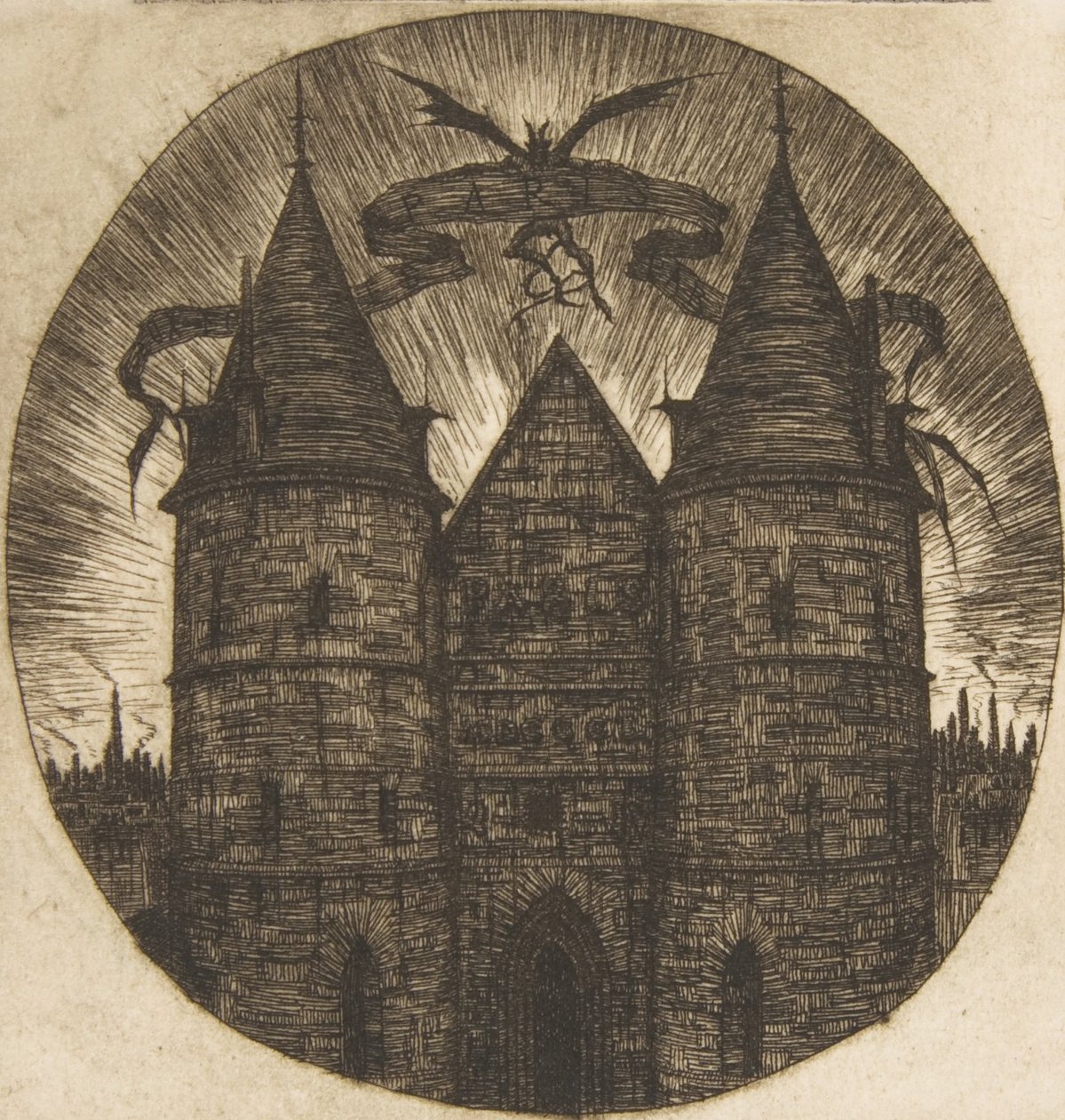 A Antiga Porta do Palais de Justice, Paris, 1854. de Charles Meryon