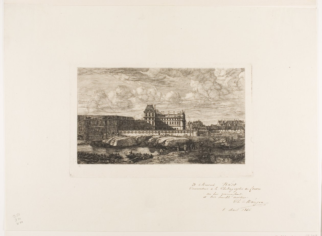 O Antigo Louvre, Paris, 1651 de Charles Meryon