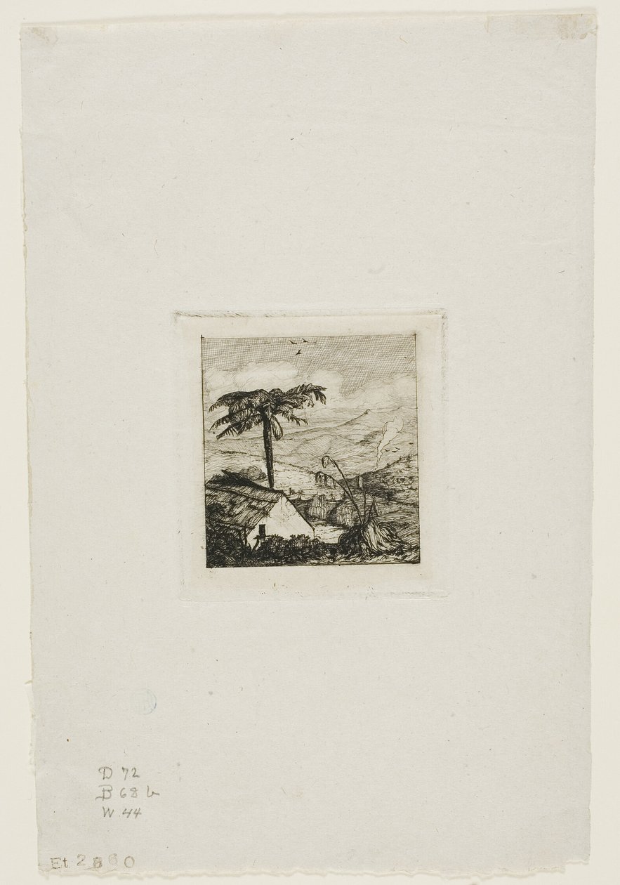 A casa de palha do velho soldado, Akaroa, 1845 de Charles Meryon