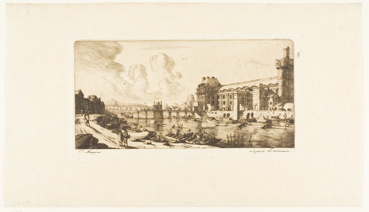 O "Pavillon de Mademoiselle" e parte do Louvre de Charles Meryon