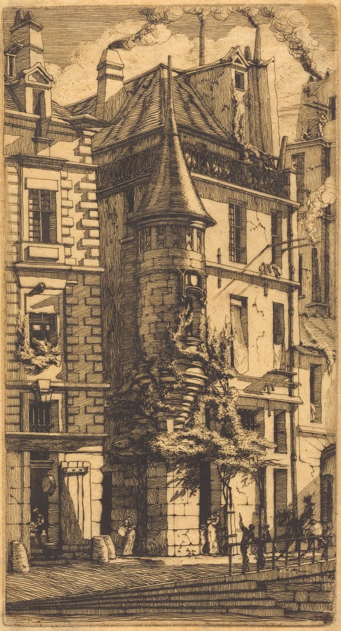 Torreta da Rue de la Tixéranderie, Paris (casa com uma torreta, Rua dos Tecelões, Paris) de Charles Meryon