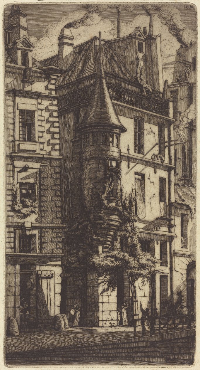 Torreta na Rue de la Tixéranderie, Paris (Casa com Torreta, Rua dos Tecelões, Paris) de Charles Meryon