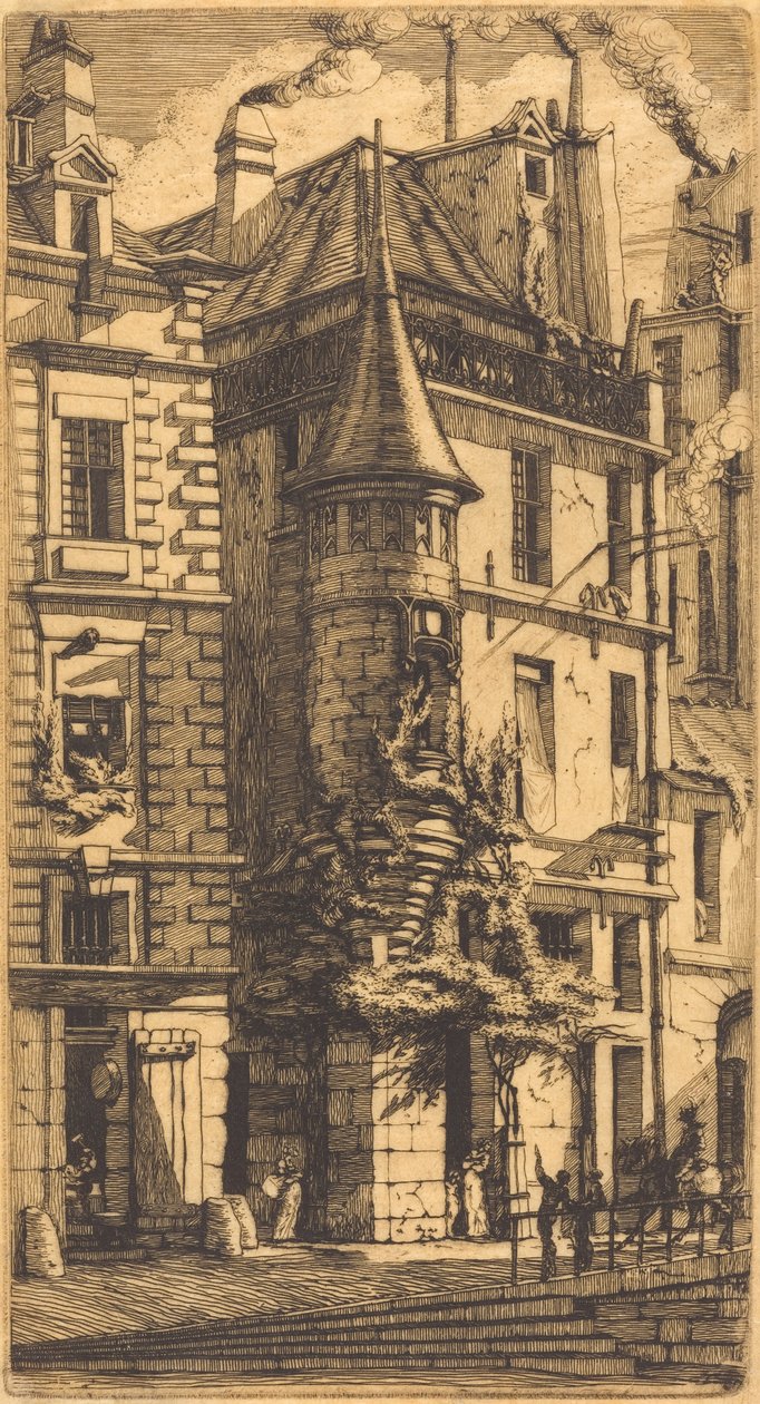 Torreta na Rue de la Tixéranderie, Paris (Casa com Torreta, Rua dos Tecelões, Paris) de Charles Meryon