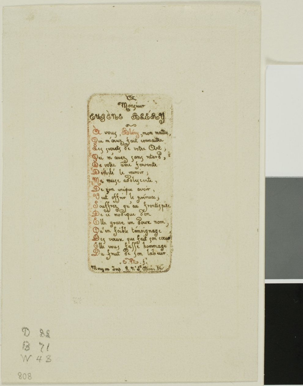 Versos dedicados a Eugène Bléry, n.º 1 de Charles Meryon