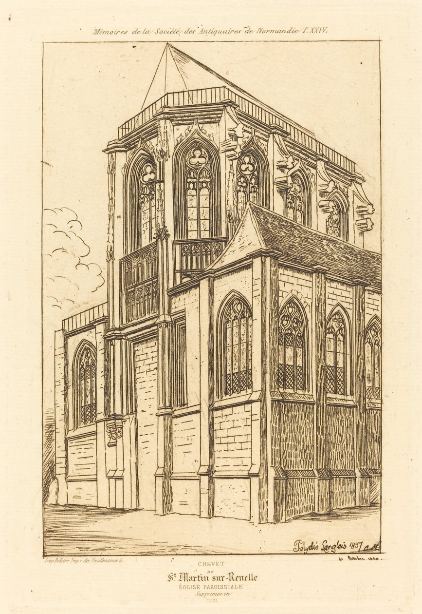 Chevet de St. Martin-sur-Renelle (The Apsis of the Church of St. Martin-sur-Renelle) de Charles Meryon after Polycles Langlois