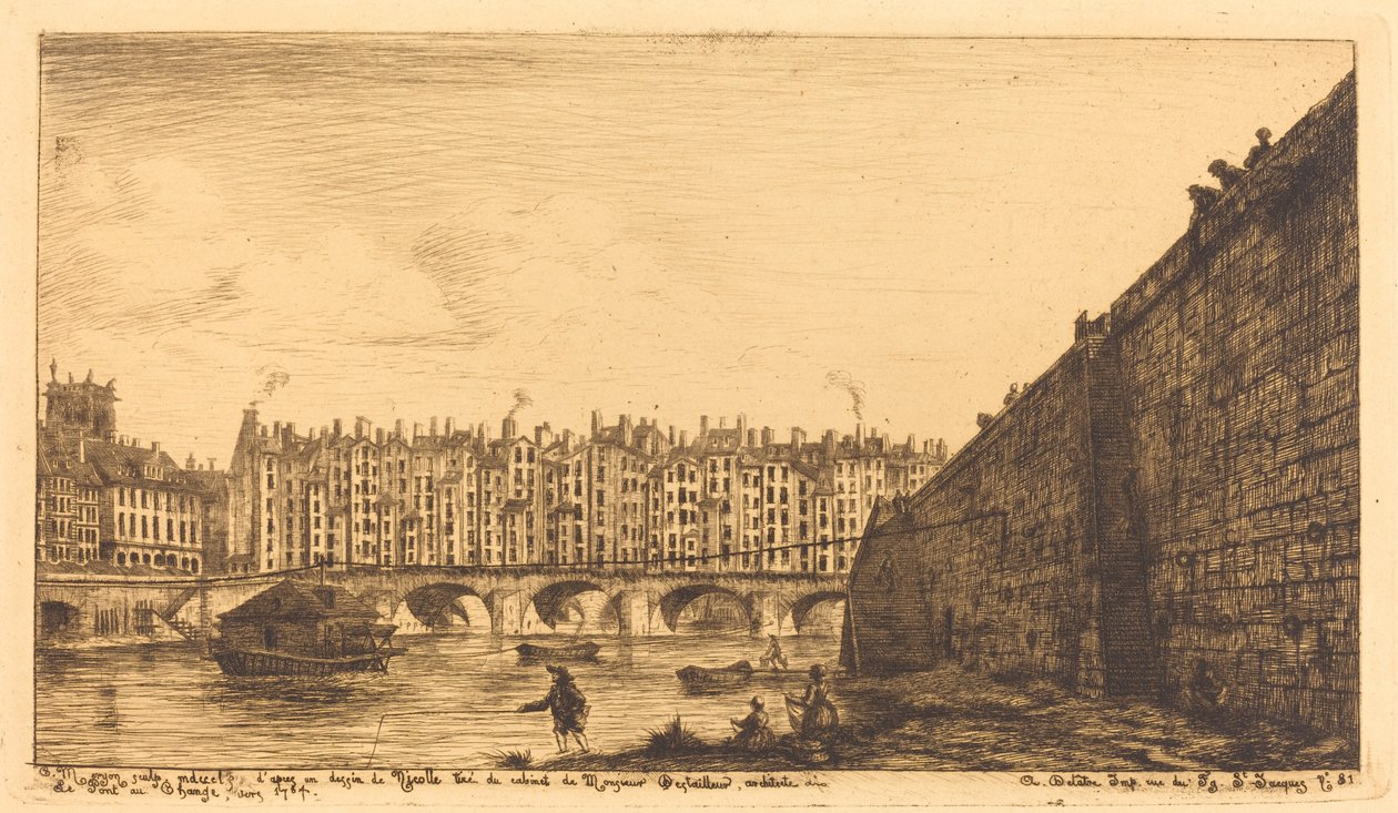 O Pont-au-Change, Paris, por volta de 1784 de Charles Meryon after Victor Jean Nicolle