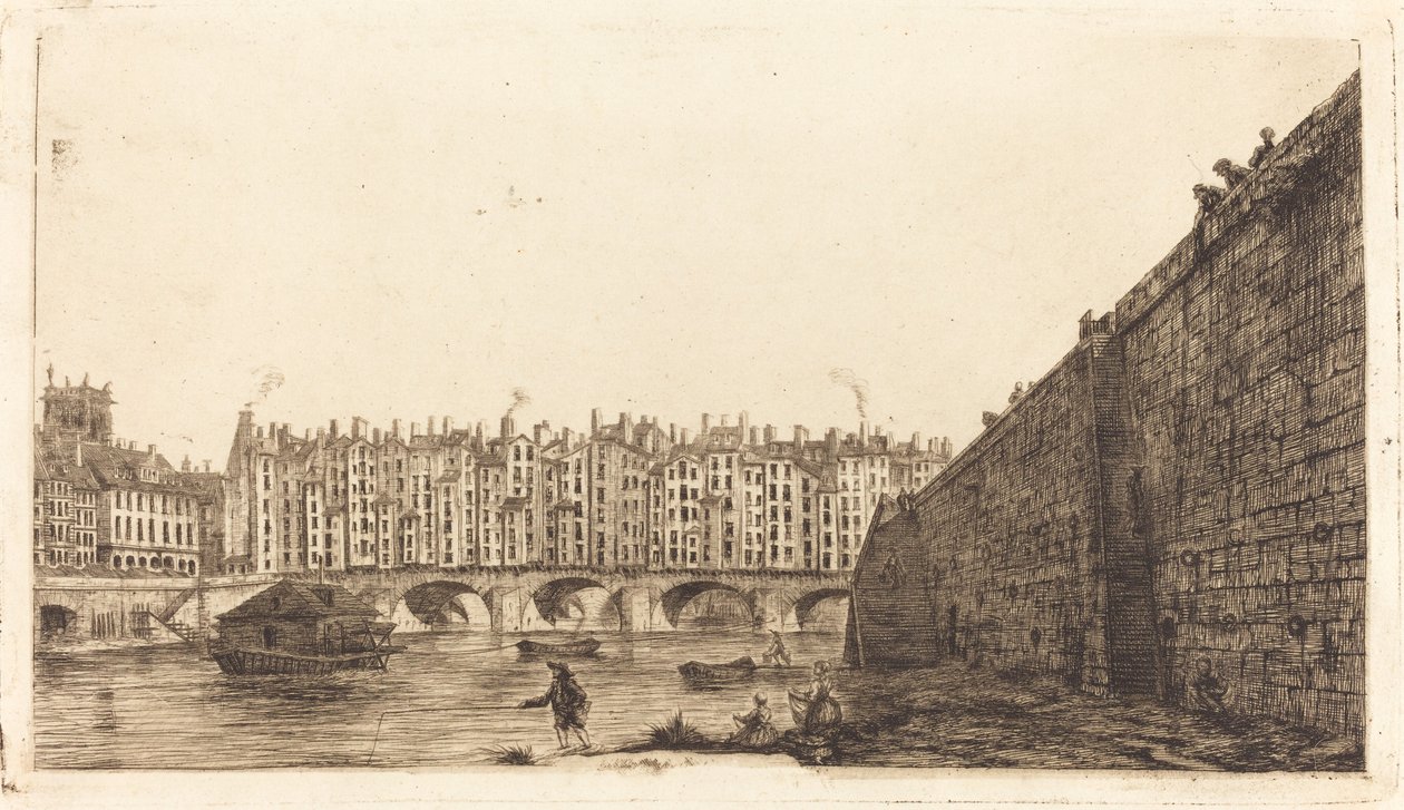 O Pont-au-Change, Paris, por volta de 1784 de Charles Meryon after Victor Jean Nicolle