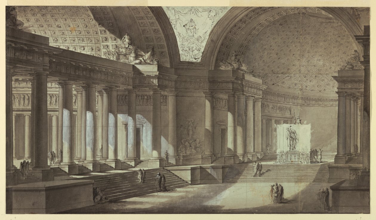 Fantasia arquitetônica: Templo de Atena Interior de Charles Michel Ange Challe