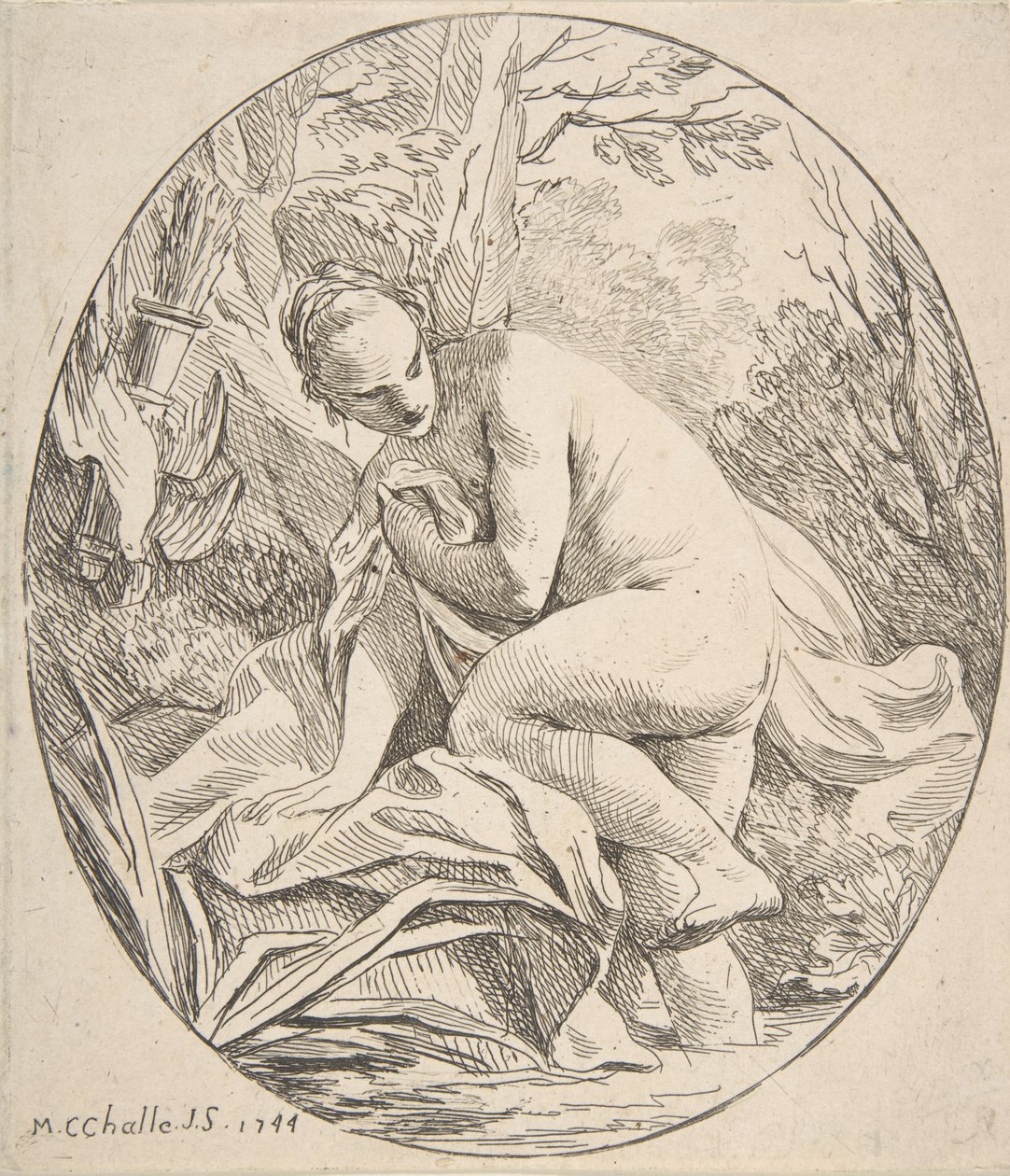 Diana no banho, 1744. de Charles Michel Ange Challe