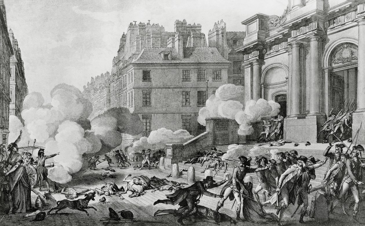 Napoleão Bonaparte (1769-1821) que rechaça a revolta Royalist em frente de Eglise Saint-Roch em Paris de Charles Monnet