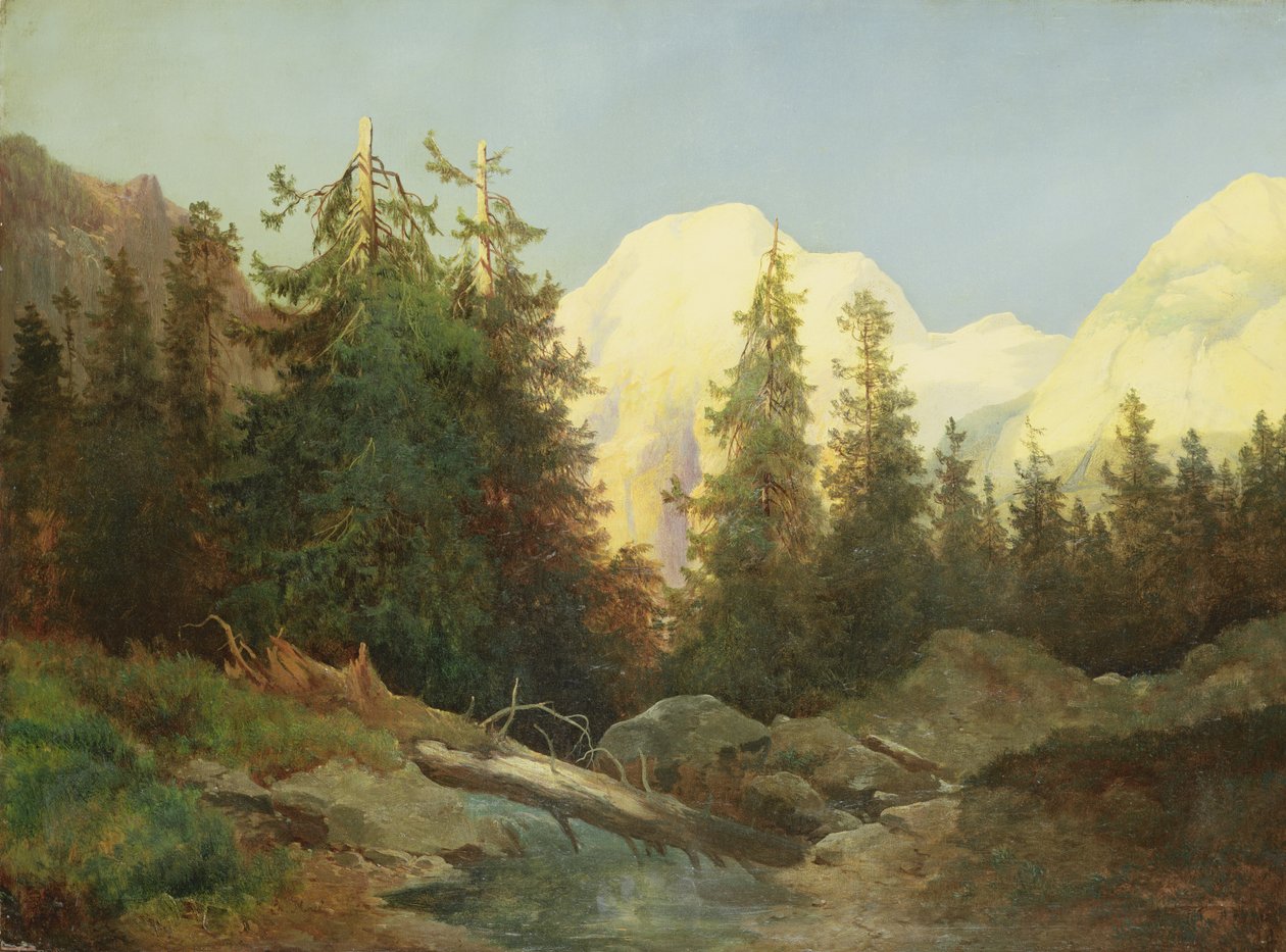 Pôr do sol no Tirol do Sul (óleo sobre tela) de Charles Morel