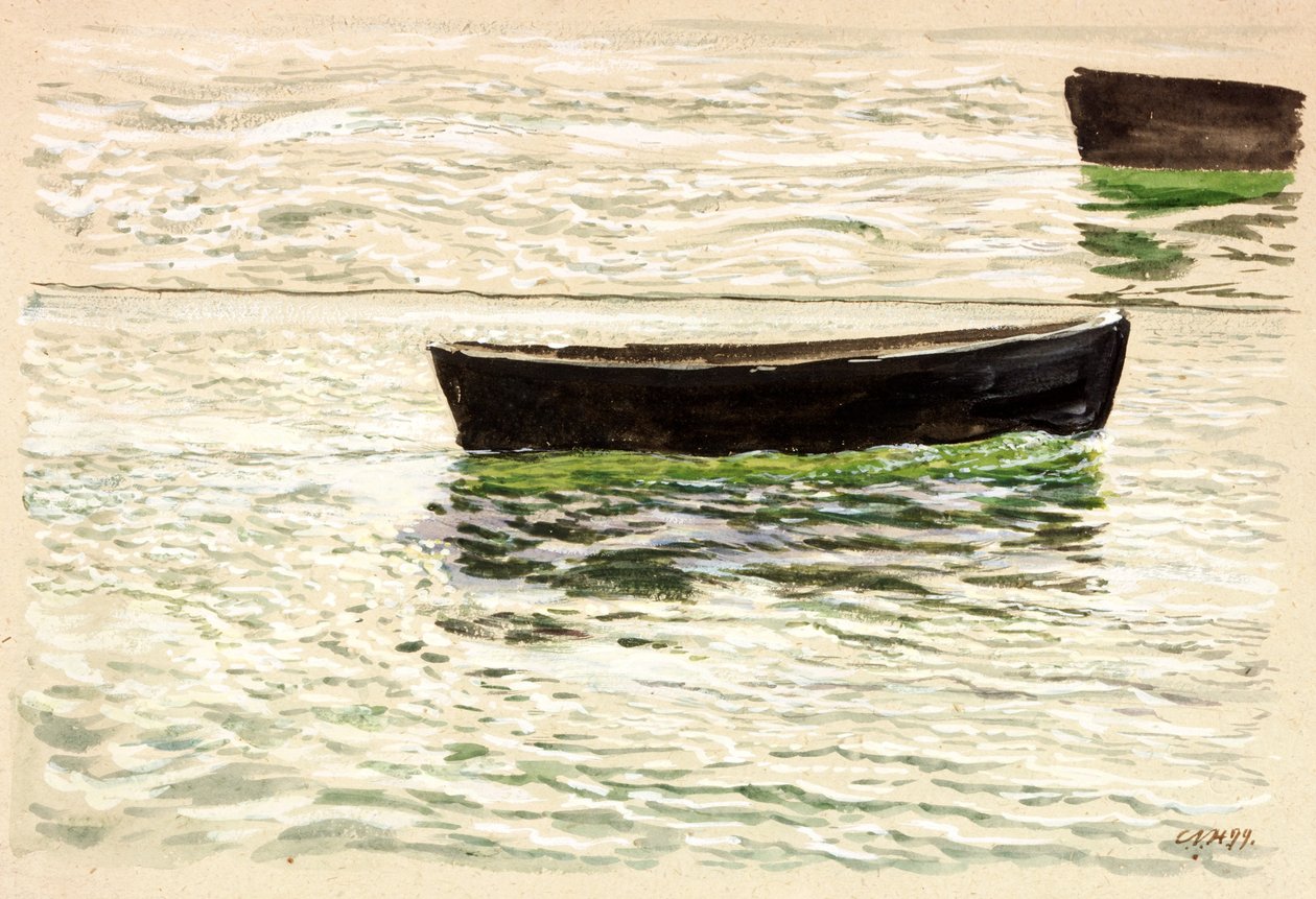 Botes (bodycolour (marrom) e aquarela sobre papel) de Charles Napier Hemy