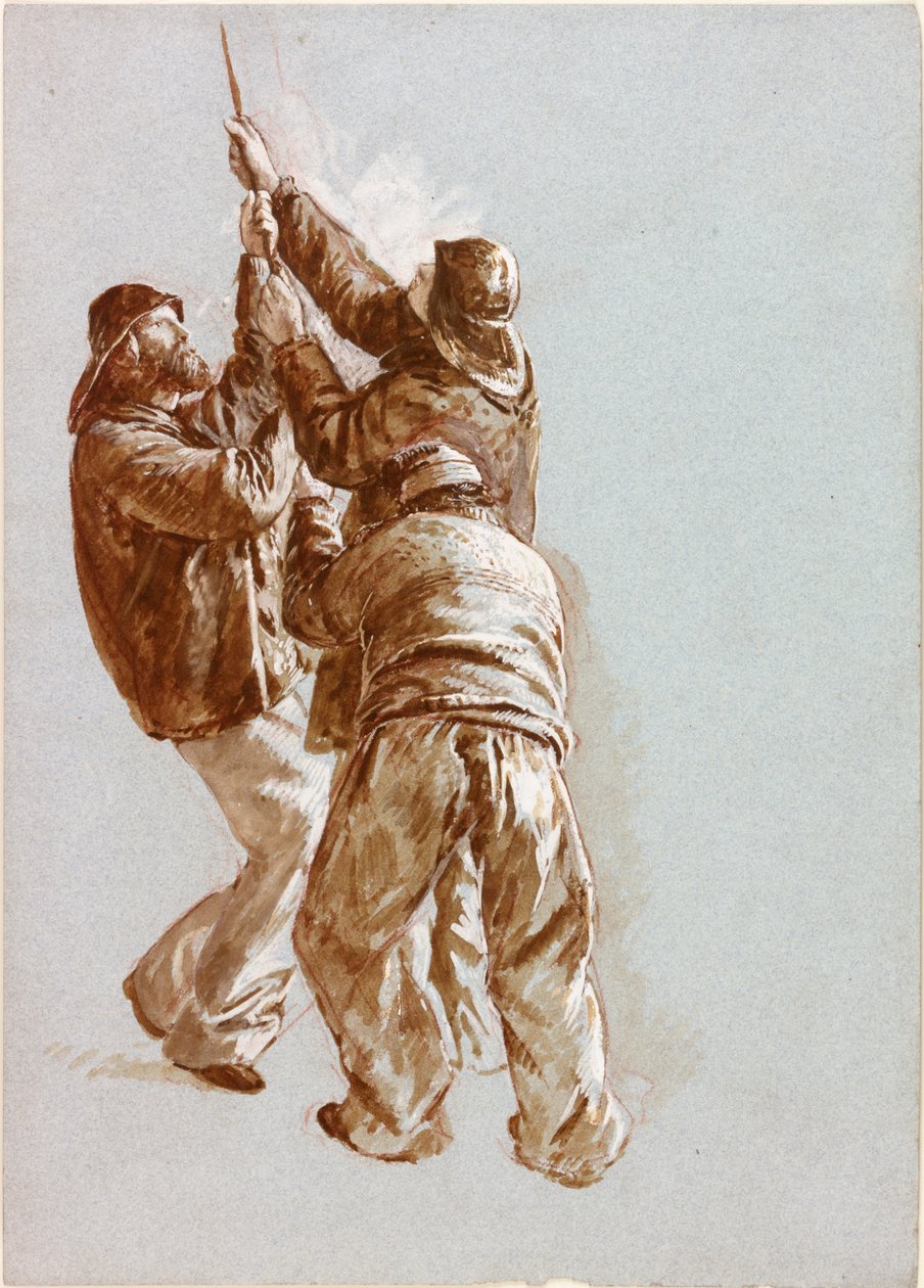 Pescadores, transportar, um, corda, (bodycolour) de Charles Napier Hemy