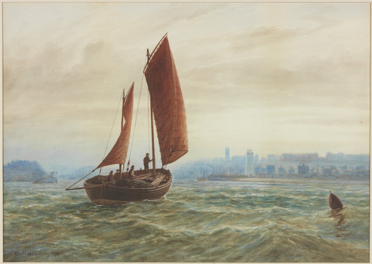 Off North Shields (lápis, aquarela e bodycolour no papel) de Charles Napier Hemy