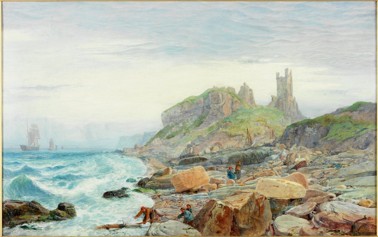 Ruína de uma fortaleza da Nortúmbria, 1864 de Charles Napier Hemy