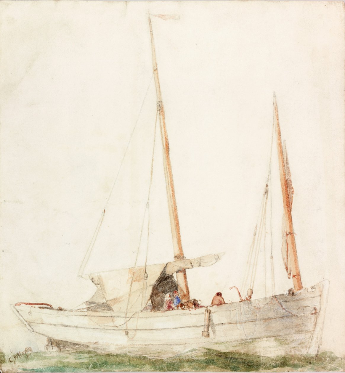 Barco à Vela (lápis e aguarela sobre papel) de Charles Napier Hemy