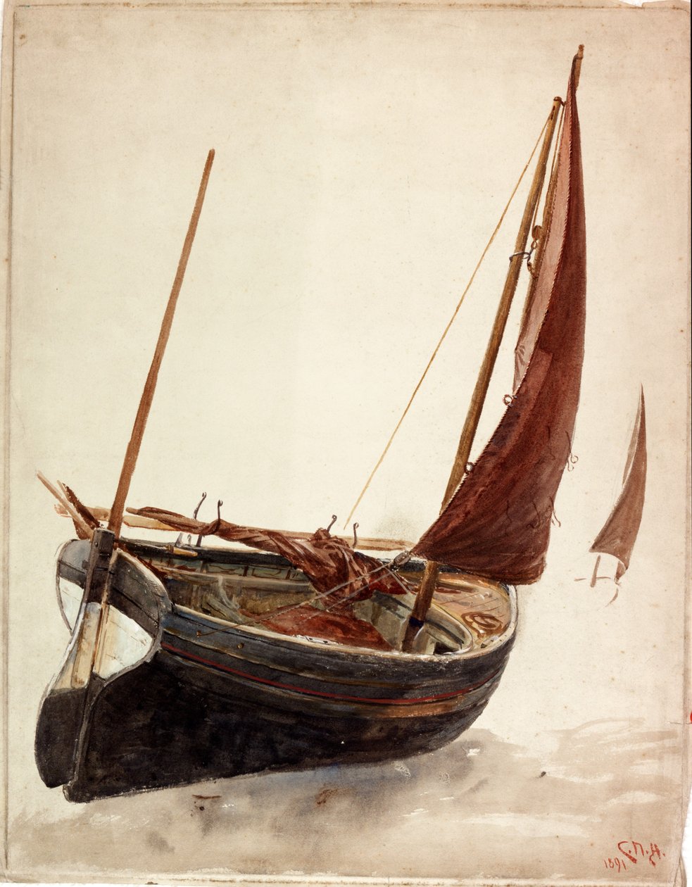 Estudo de um barco (bodycolour) de Charles Napier Hemy