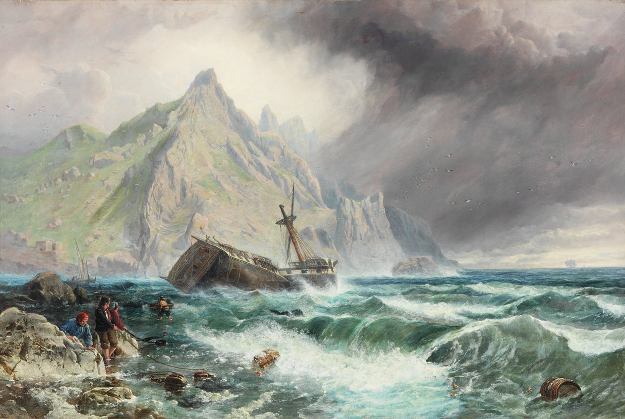 Naufrágio de uma fragata na costa sul da Espanha, 1863 de Charles Napier Hemy
