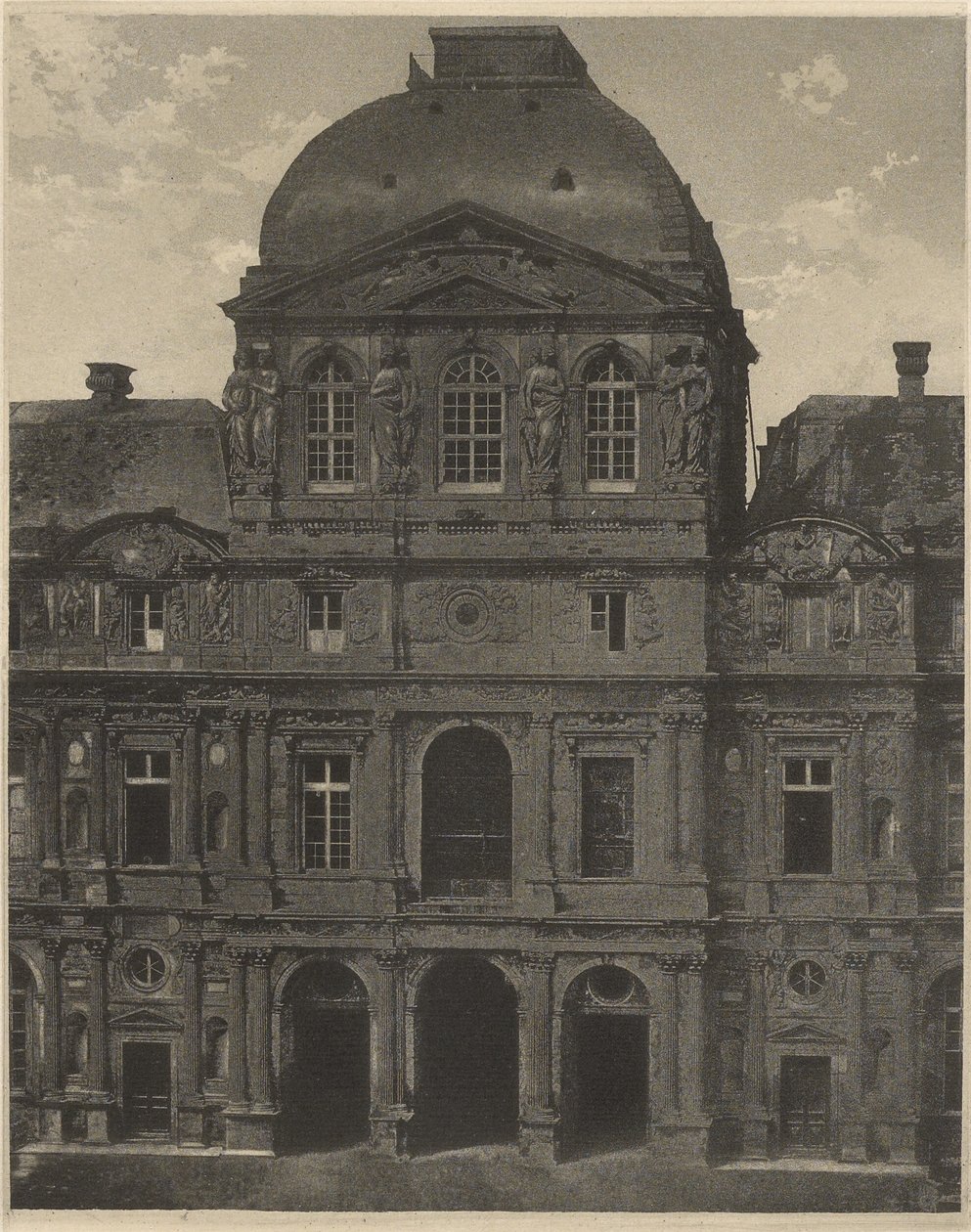 Pavilhão do Relógio, Louvre, Paris, França de Charles Nègre