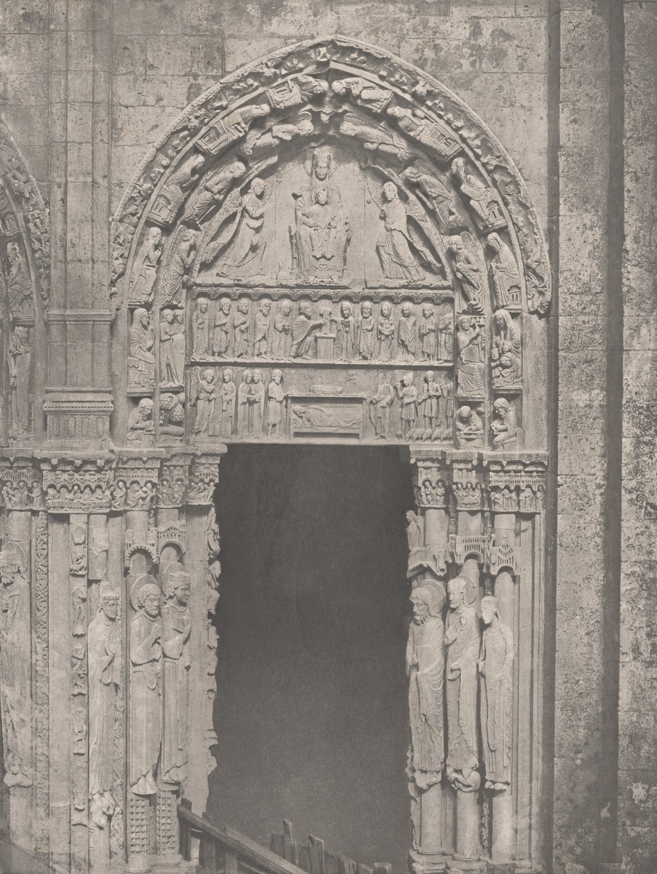 Cathedrale de Chartres, Côté Occidental, Porte Latérale de Droite, XIIe Siècle (Catedral de Chartres, Lado Oeste, Porta do Lado Direito, Século XII) de Charles Nègre