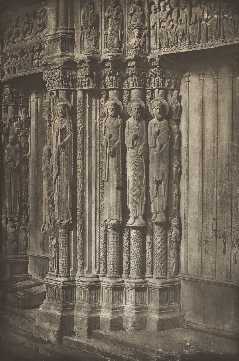 Catedral de Chartres. Porta Direita do Portal Real, Lado Oeste, Século XII de Charles Nègre