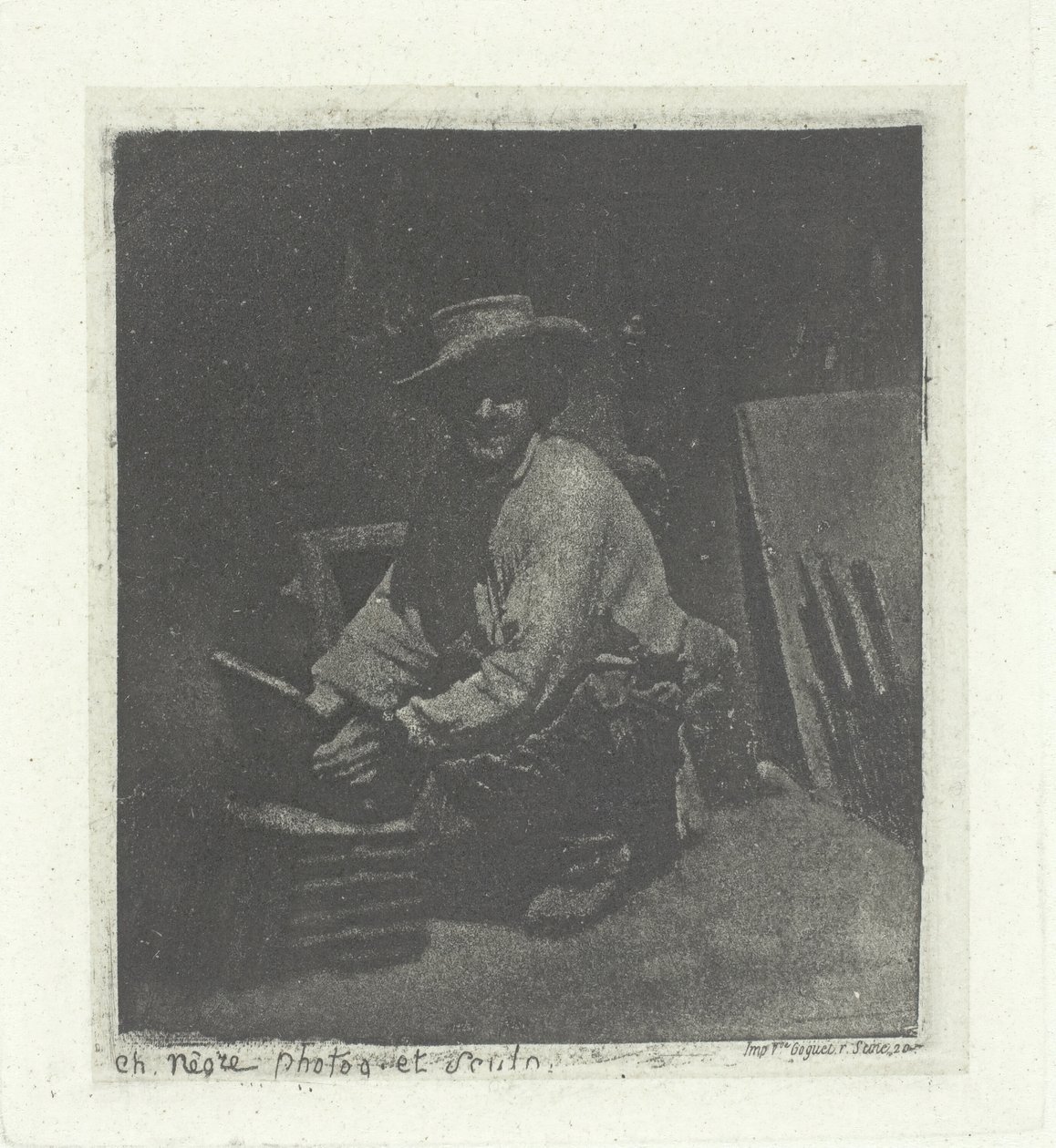 Kneeling Mason, fevereiro-março de 1854, impresso em 1982. de Charles Nègre