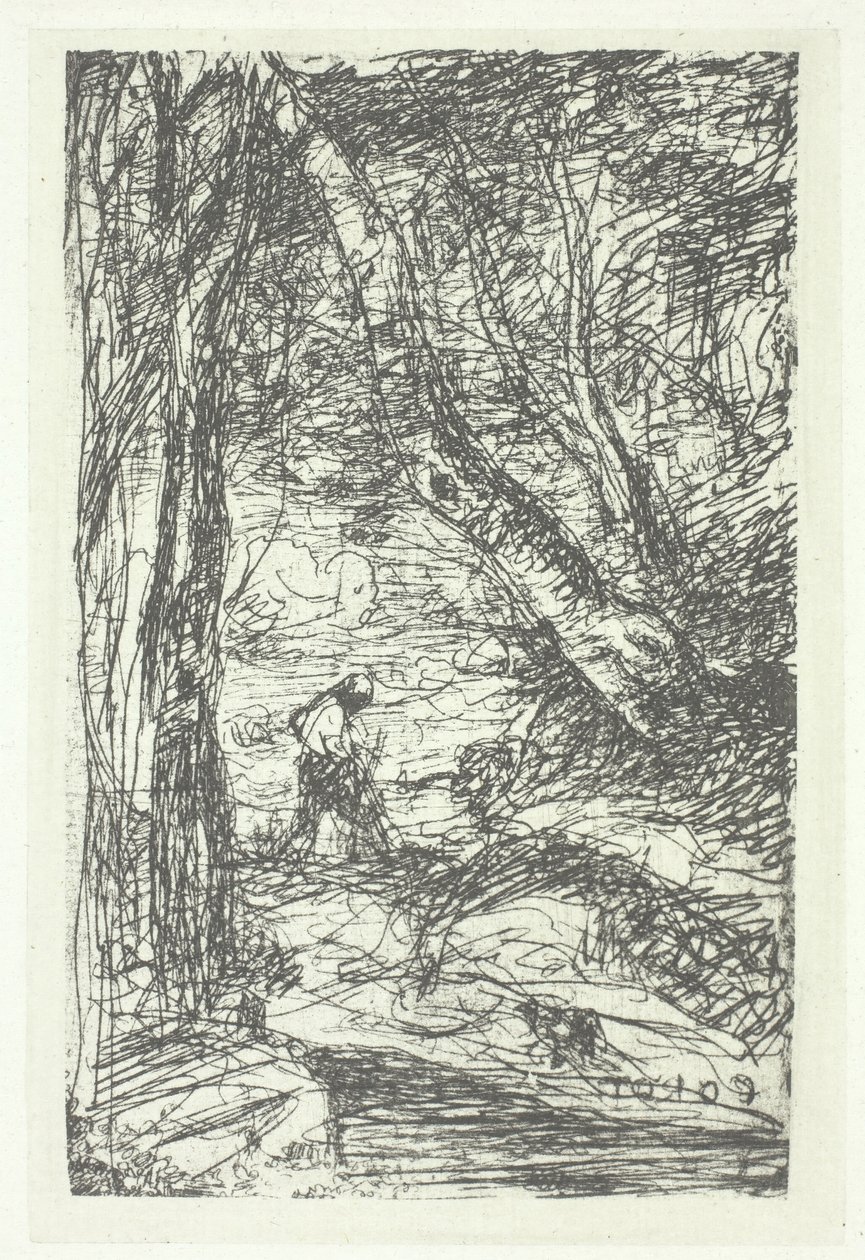 Le bucheron, possivelmente 1857, impresso em 1982. de Charles Nègre