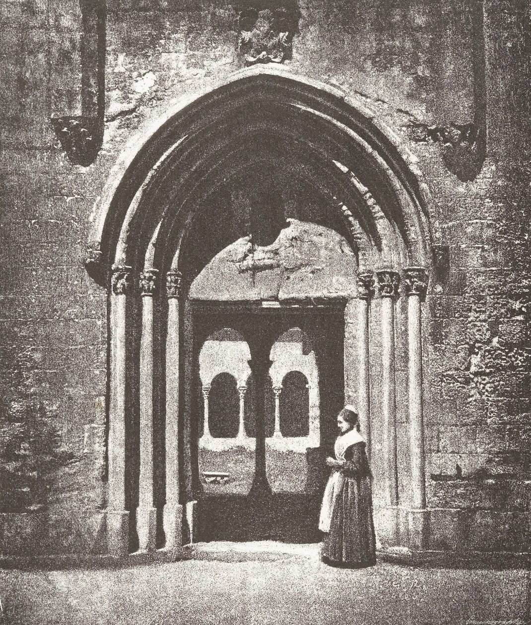 Portal de Saint-Trophime, entrada do Claustro, Arles, Igreja Metropolitana de Saint-Trophime,..., 1852. de Charles Nègre
