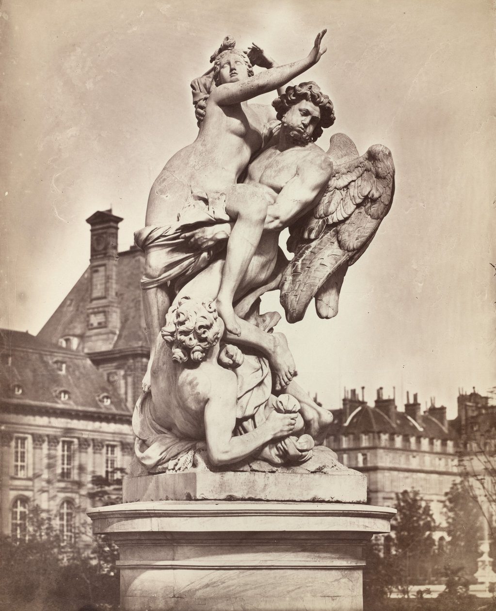 Estátua das Tulherias: G. Marsy e A. Flamen: Boreas raptando Orythia, 1859. de Charles Nègre