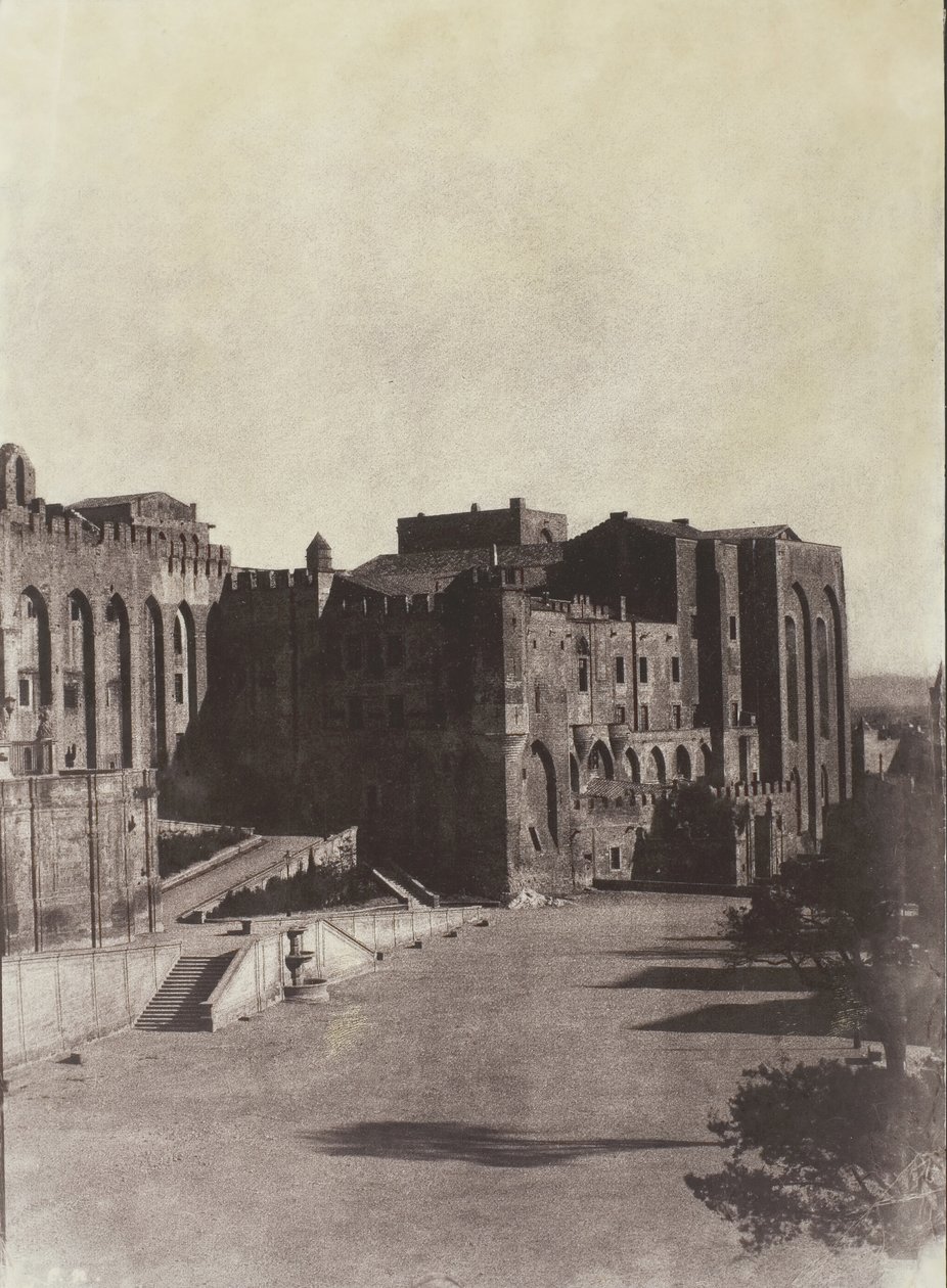 Palácio do Papa, Avignon, c. 1851, impresso em 1970. de Charles Nègre